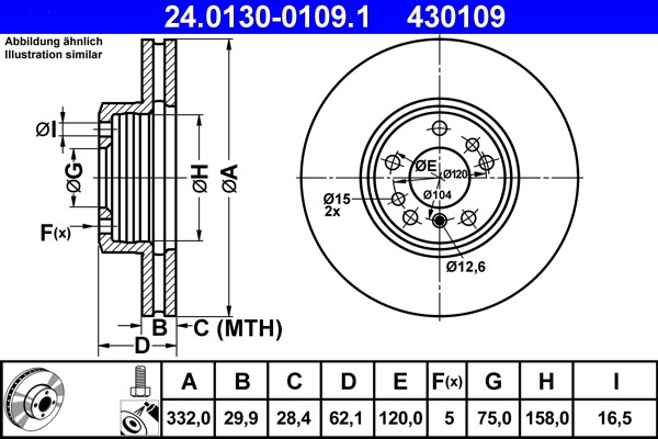 2X 24.0130-0109.1 ATE Brake Disc for BMW
