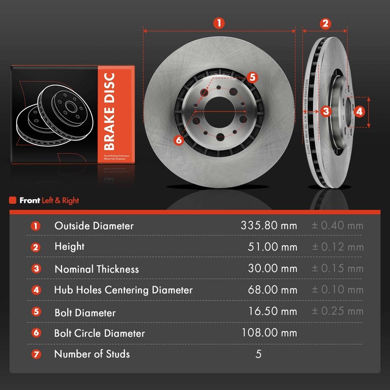 Front Left & Right Disc Brake Rotors for Volvo XC90 2003-2014 336 mm Front Disc gallery