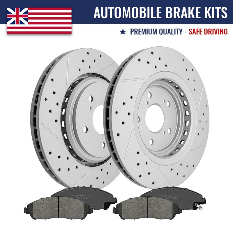 Front Drilled Slotted Brake Rotors Brake Pads Kit for 2014 -2016 Acura MDX