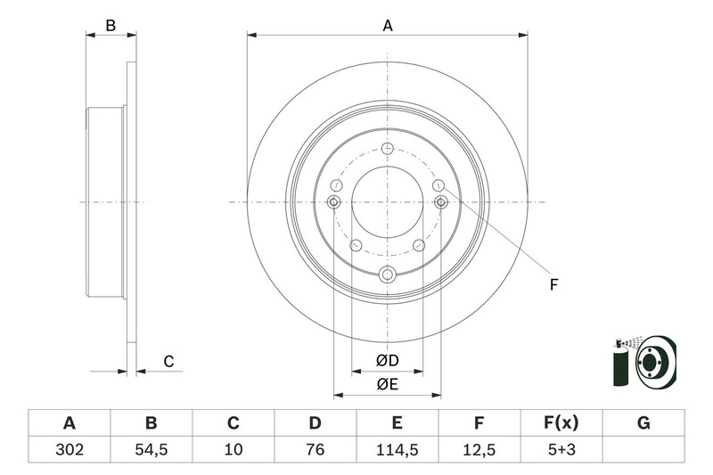 Bosch 0 986 479 E45 Brake Disc for Hyundai, Hyundai (Beijing), Kia