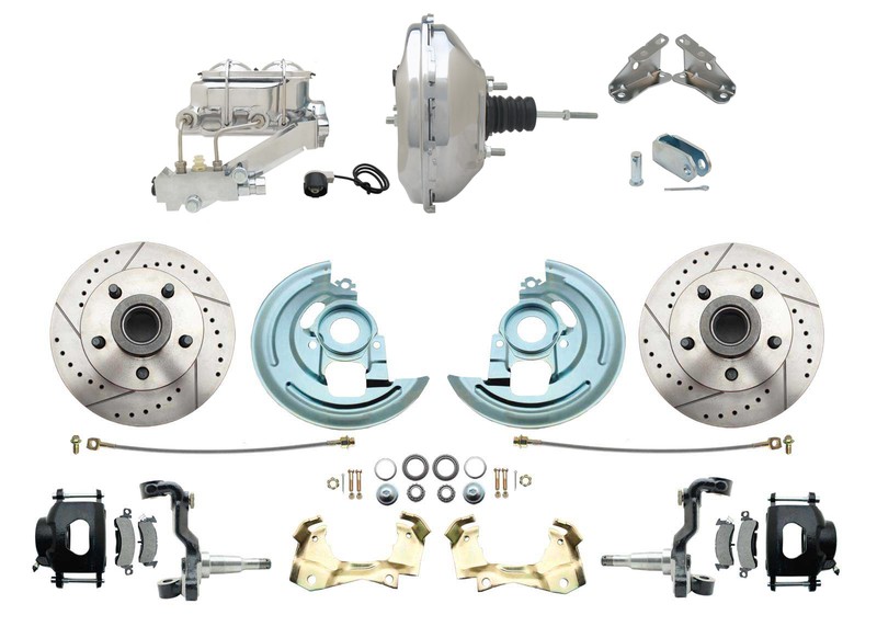 GM 1964-74 11″ Chrome Power Disc Brake Conversion, D/Z Rotors, Black PC Calipers