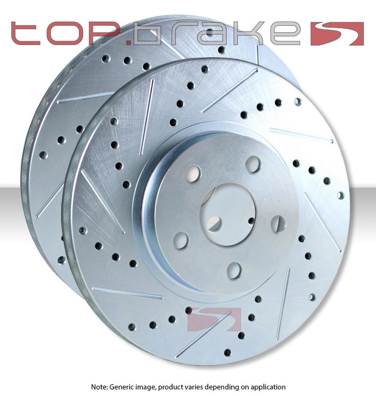 FRONT TOPBRAKES Performance Cross Drilled Slotted Brake Disc Rotors TB35046.121
