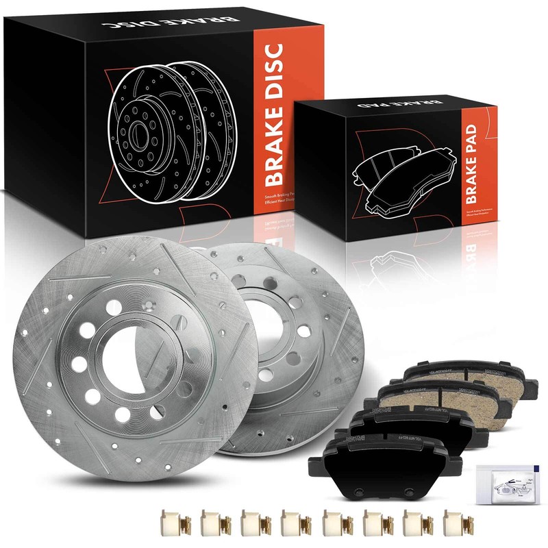 Rear Drilled Brake Rotor & Ceramic Pad for Volkswagen Jetta Beetle GTI Audi A3