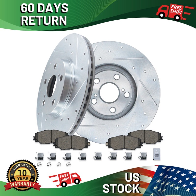 FRONT Drilled Rotors Brakes Pads for 2009 – 2019 Toyota Corolla Matrix Vibe xD