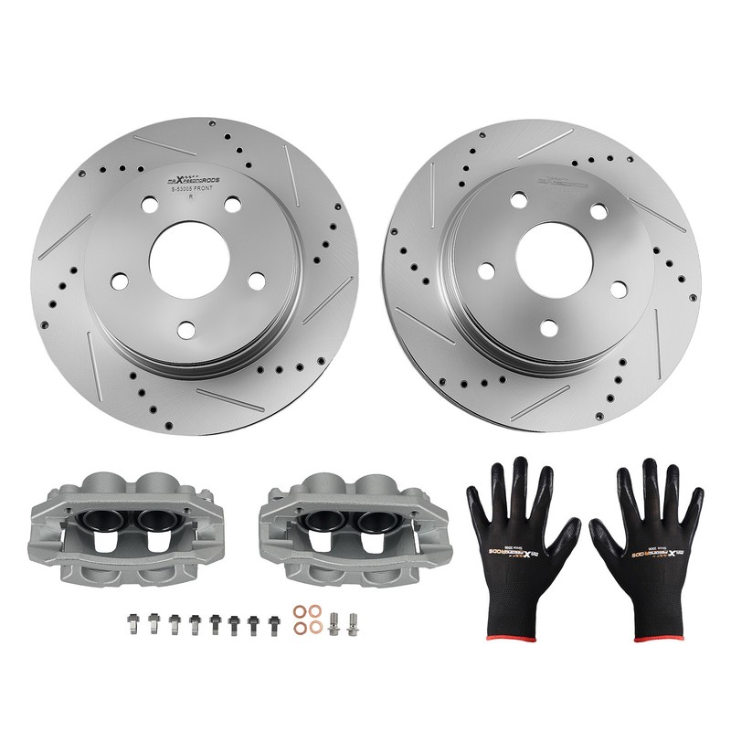 Front Drilled Brake Rotors+Brake Calipers Kit For Dodge Ram 1500 2009-2010 53005