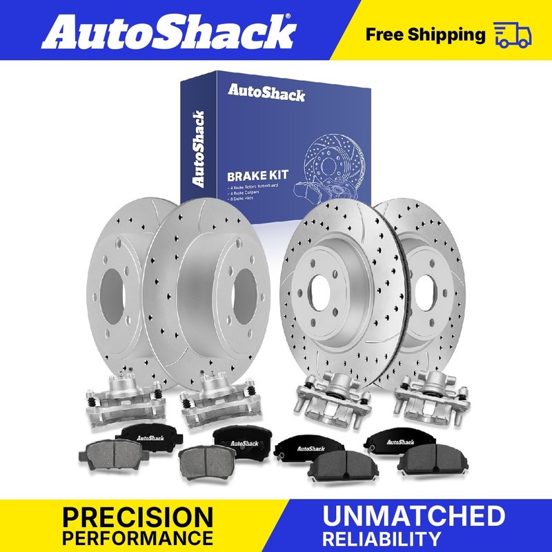 Front Rear Drilled Slotted Brake Rotors Pads Calipers for Chrysler, 200 13-14