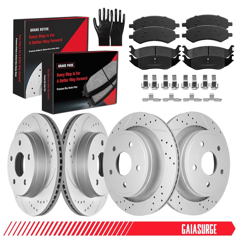 Front & Rear Brake Rotors Pads for 2006 -2014 2015 2016 2017 2018 Dodge Ram 1500
