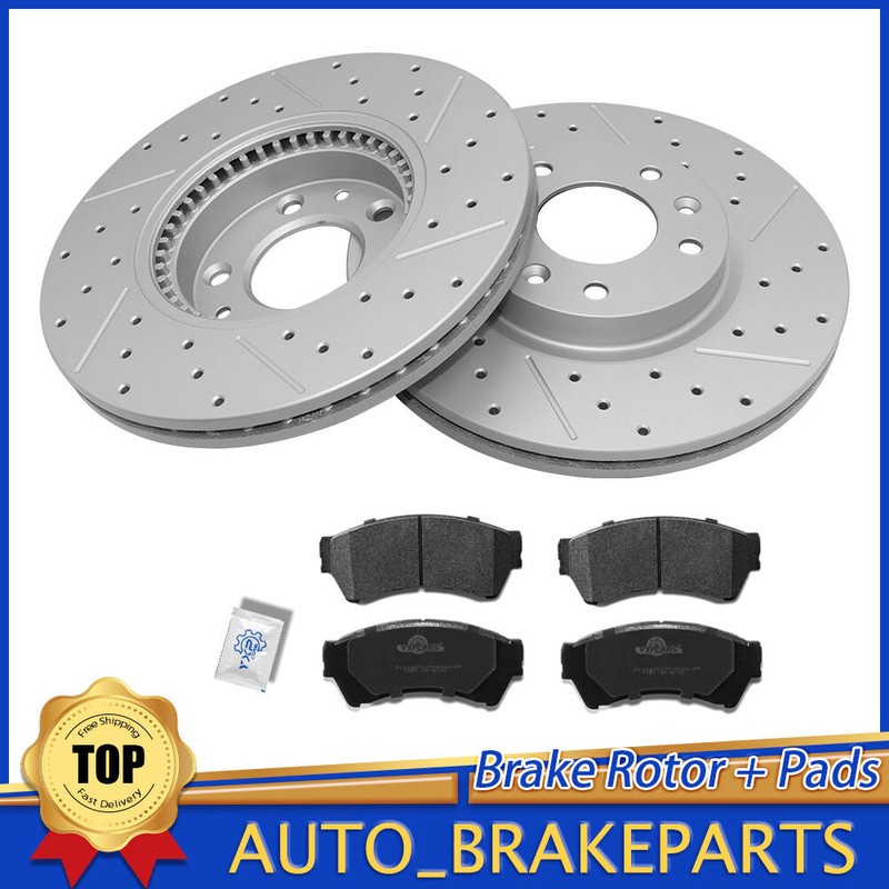 Front Drilled Brake Disc Rotors+Ceramic Pads For Lincoln MKZ Mazda 6 Ford Fusion