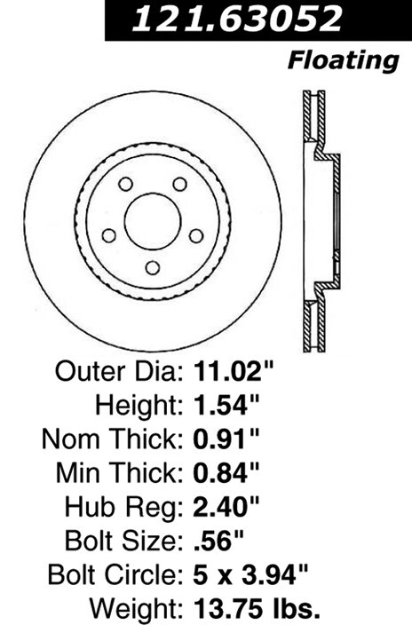 Centric Front Disc Brake Rotor for 01-10 Chrysler PT Cruiser (121.63052) gallery