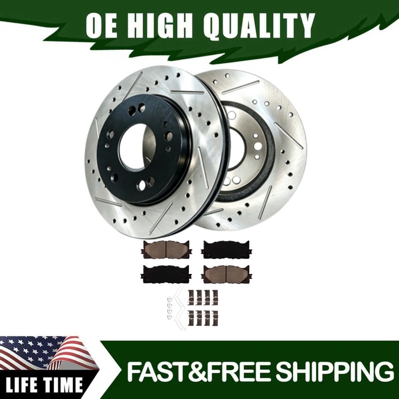 Front Brake Drilled Rotors Ceramic Pads Kit For 2009 2010 – 2011 TOYOTA AVALON