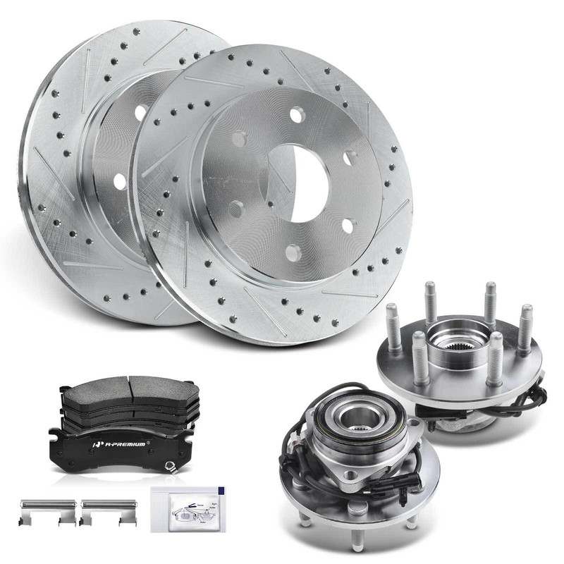 8pcs Front Drilled Rotor & Pads + Hub Bearing for Chevrolet Silverado GMC Sierra gallery