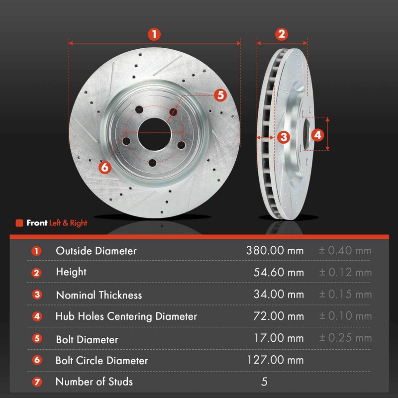 Front Drilled Brake Rotor & Ceramic Brake Pad for Jeep Grand Cherokee 2012-2020 gallery