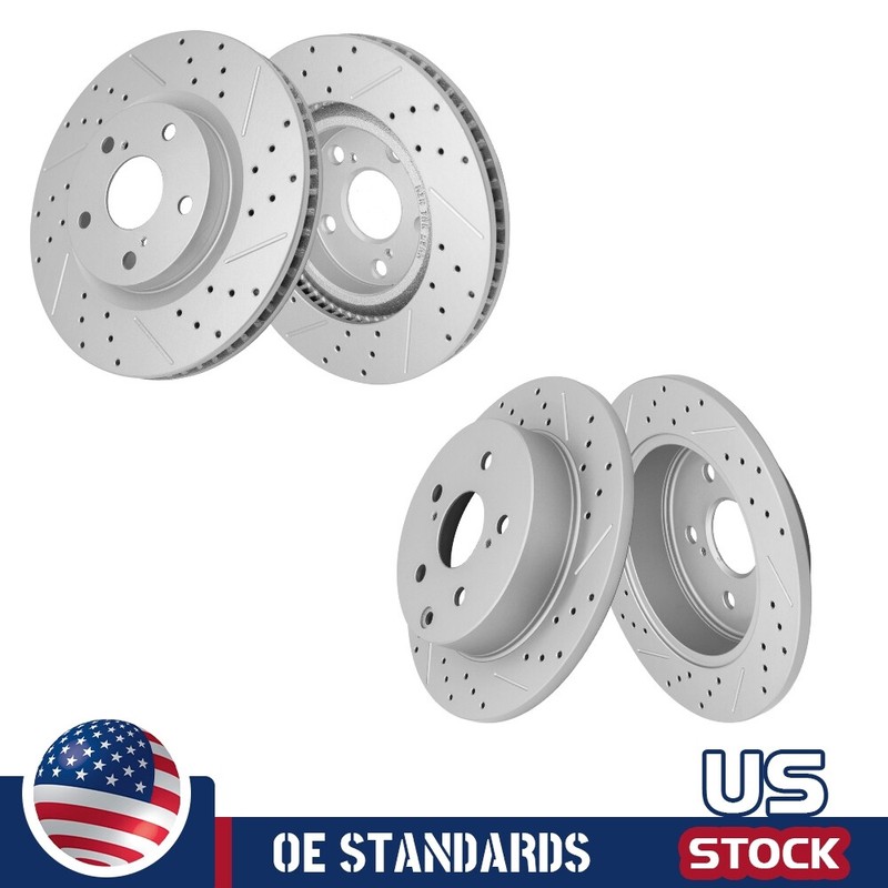 For 2006 – 2018 Toyota Rav4 296mm Front Rear Drilled Slotted Disc Brake Rotors