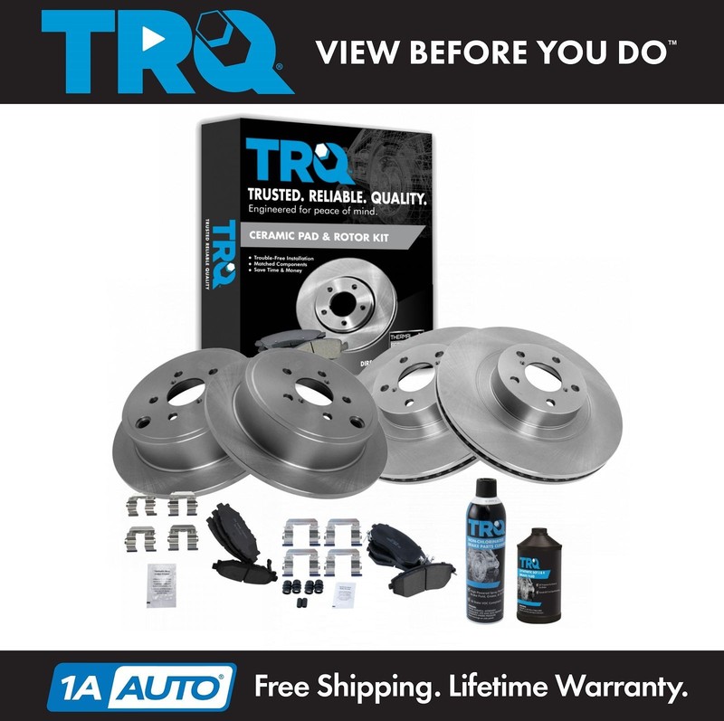 TRQ Front & Rear Ceramic Brake Pad & Rotor Kit for Impreza Forester w/Fluids