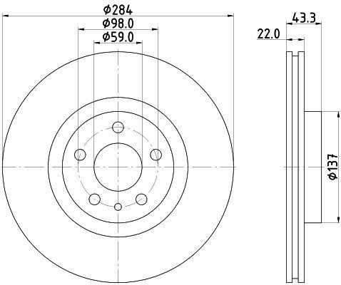 DON Front Internally Vented Discs & Brake Pads Braking Service Kit For Fiat 500L gallery