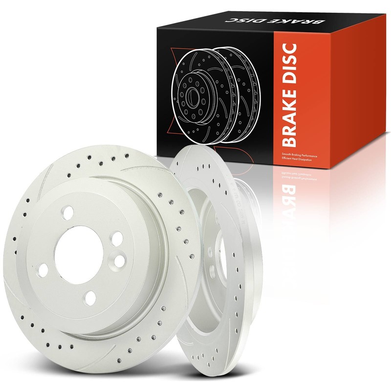 2Pcs Rear LH & RH Drilled Brake Rotors for Mini Cooper 2007-2015 1.5L 1.6L 2.0L