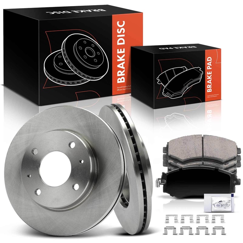 Disc Brake Rotor & Ceramic Brake Pad for Kia Optima 2001-2002 Front Left & Right