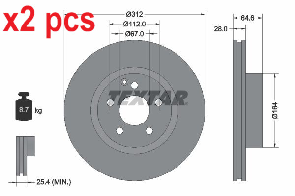 X2 PCS L&R SIDES FITS MERCEDES-BENZ CLS CLS 320 CDI BRAKE DISC 92115305 TEXTAR
