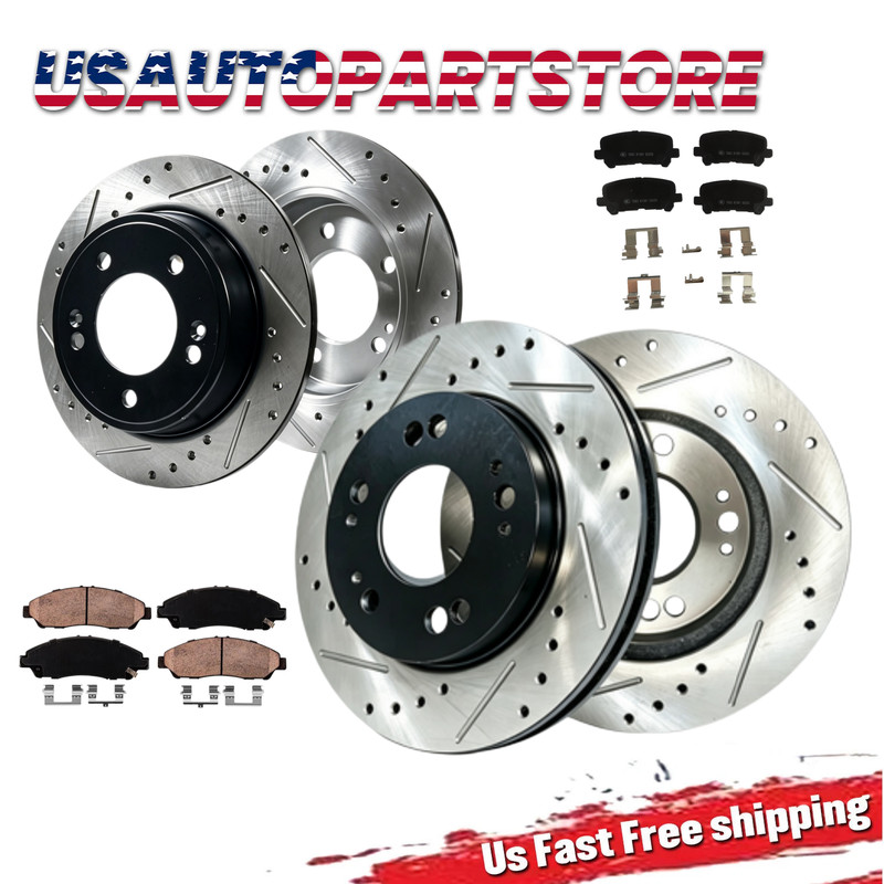 Front Rear Drilled Rotors Brake Ceramic Pads For 2009 2010 – 2014 Honda Pilot