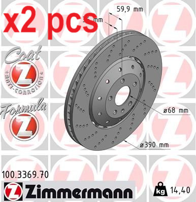 X2 PCS L&R SIDES FRONT BRAKE DISC 100.3369.70