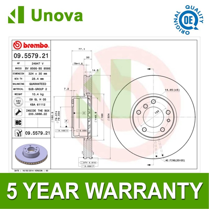 Brake Discs Front Unova Fits BMW 5 Series 7 8 Alpina B10 + Other Models gallery