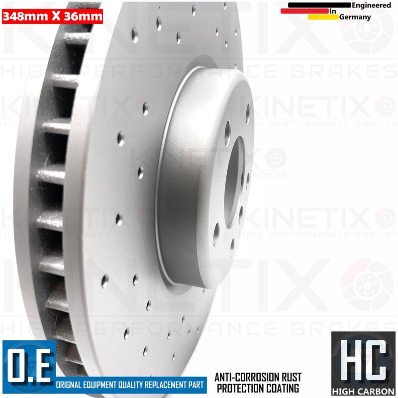 FOR BMW 5 SERIES 535d F07 F10 F11 M SPORT DRILLED FRONT BRAKE DISCS PAIR 348mm gallery