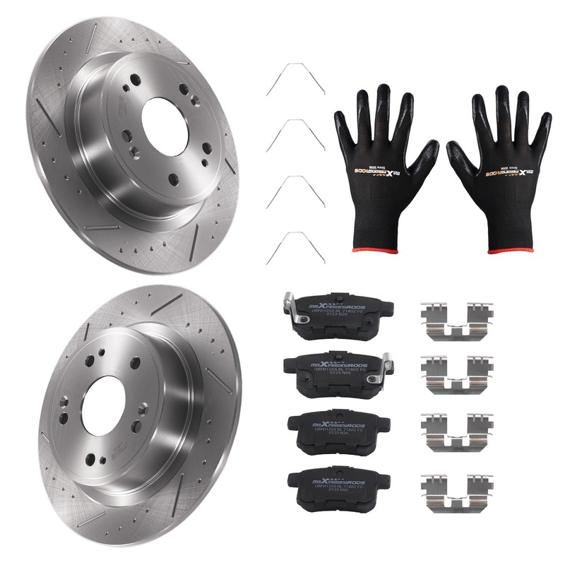 Rear Brake Rotors + Ceramic Brake Pads for Honda Accord 2008-2017 S31479 D1451