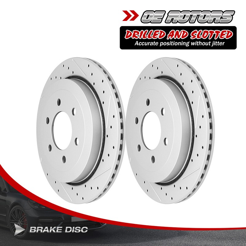 342mm Rear Drilled Brake Rotors for 2007-2017 Ford Expedition Lincoln Navigator