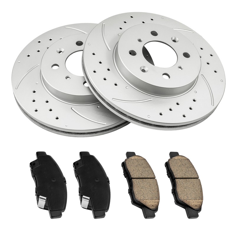 New Front Drilled Slotted Rotors Ceramic Brake Pads for 09 -14 Honda for 262mm gallery