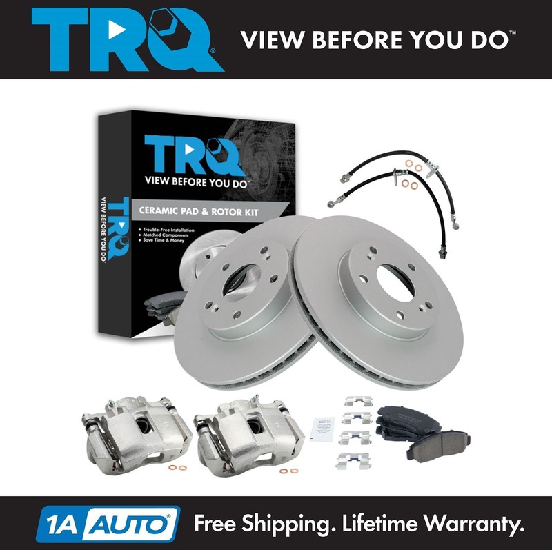 TRQ Front Brake Pad & Rotor Kit Ceramic Premium G-Coated For 03-04 Honda Accord