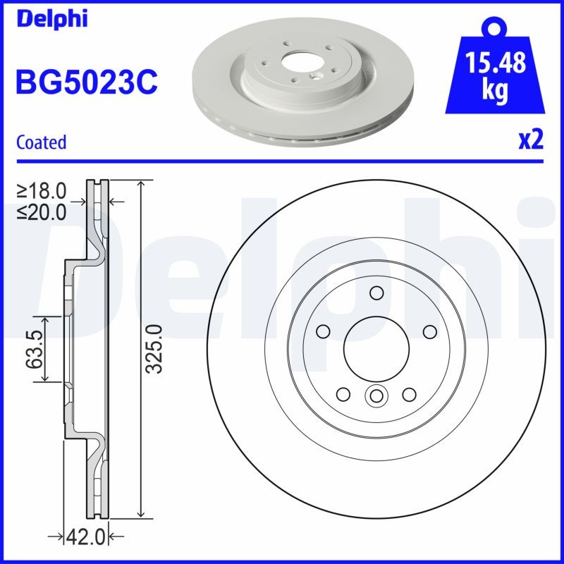 DELPHI BG5023C Brake Disc for JAGUAR