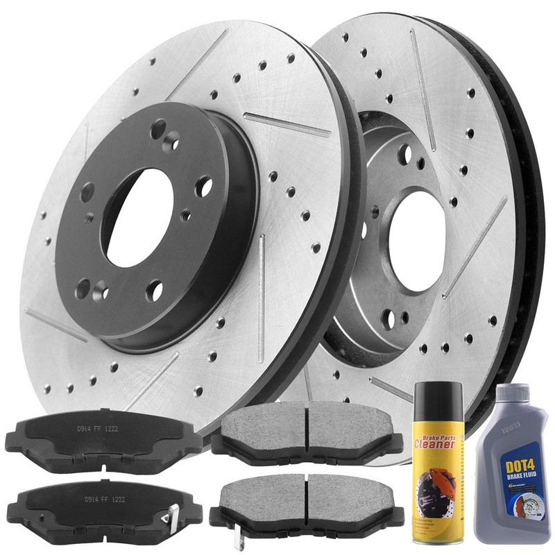 Front Brake Rotors+Ceramic Pads For Honda Civic Accord CR-V Element Insight == gallery