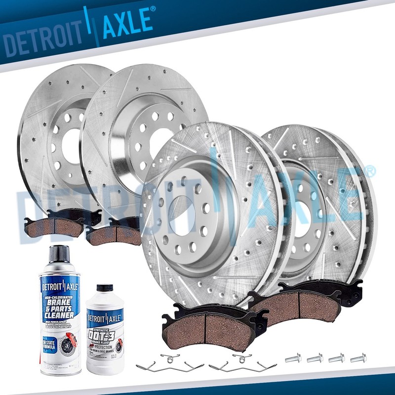 Front Rear Drilled Rotors Ceramic Brake Pads for 2022-24 Volkswagen Tiguan Jetta