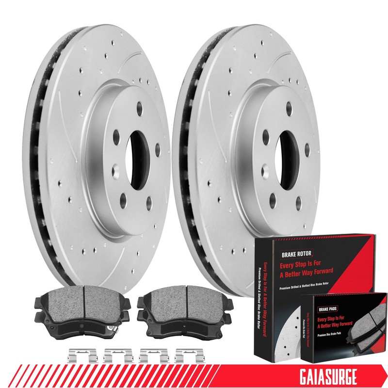 Front Drilled Brake Rotors Ceramic Pads Kit for 2011 2012-2015 Chevy Sonic Cruze