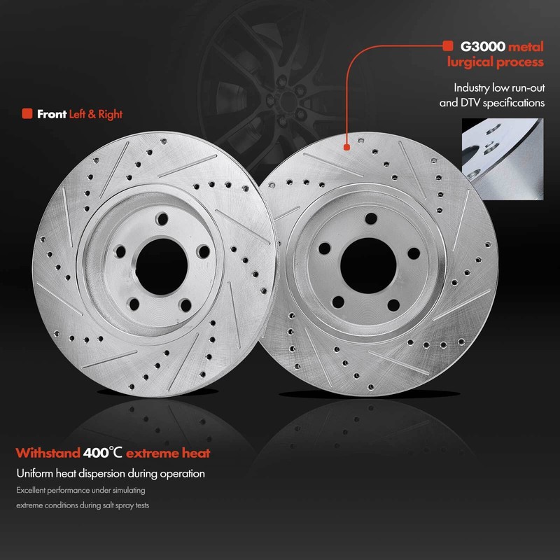 Drilled & Slotted Brake Rotors & Ceramic Pad for Chevrolet Cobalt Pontiac Front gallery