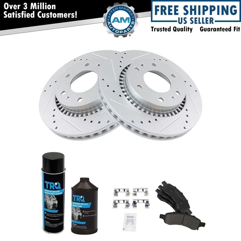 Performance Disc Brake Rotor Ceramic Pad Front Kit w/Chemicals