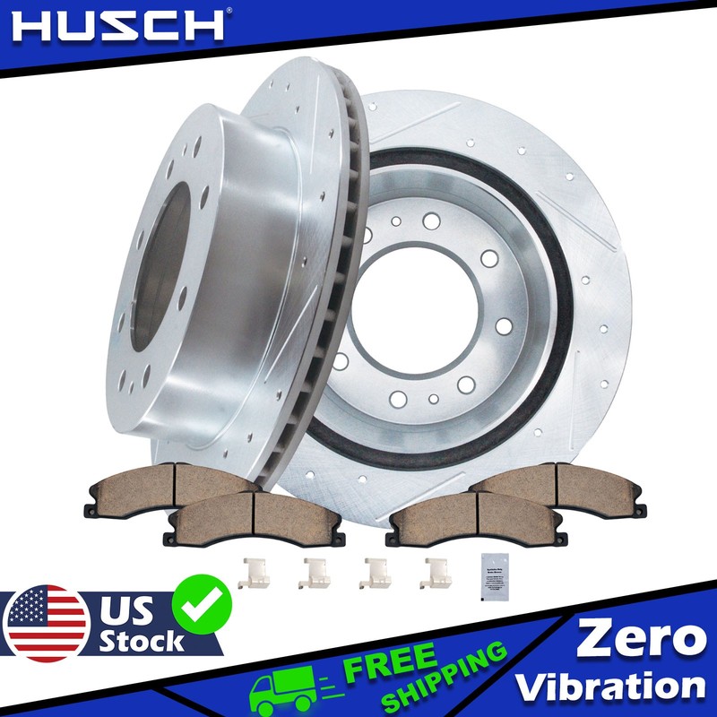 4pc Rear Drilled Brake Rotor Pad for Chevy GMC Silverado Sierra 2500HD 3500HD