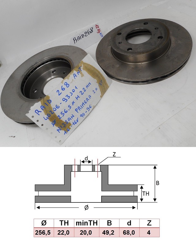 Pair of front brake discs Nissan Primera 2.0 16v & Sw from 1990 onwards