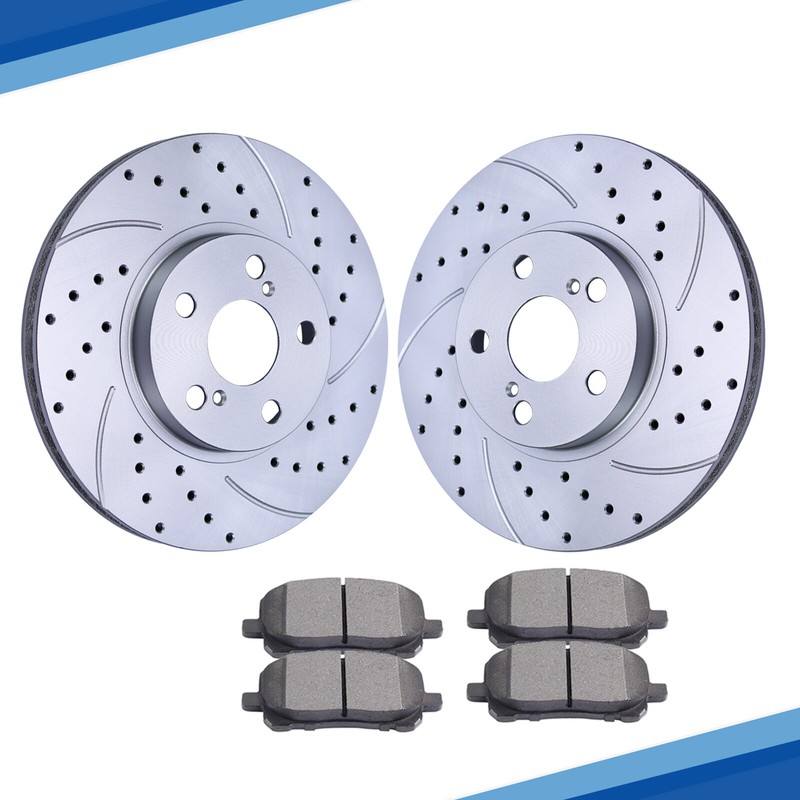 Front Disc Rotors + Brake Pads for 2003-2008 Toyota Corolla Matrix Pontiac Vibe