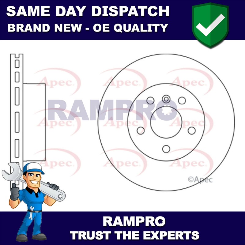 Rampro Front Brake Disc Fits Land Rover Discovery 1998-2004 2.5 TD5 3.9
