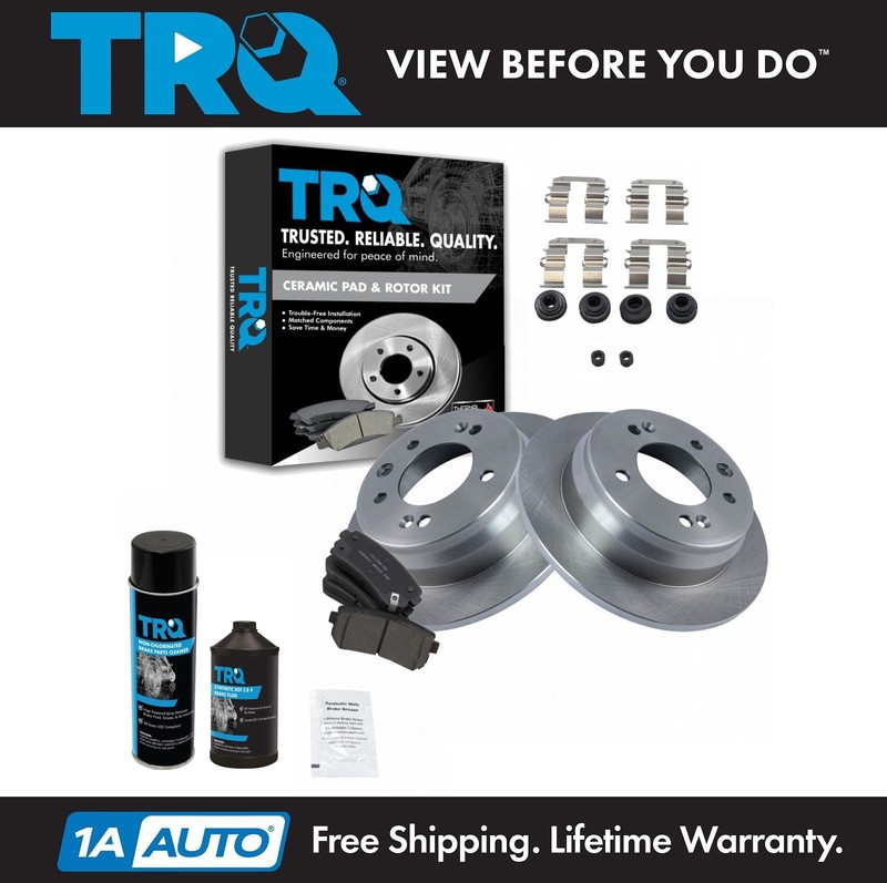 TRQ Rear Ceramic Brake Pad & Rotor w/Chemicals