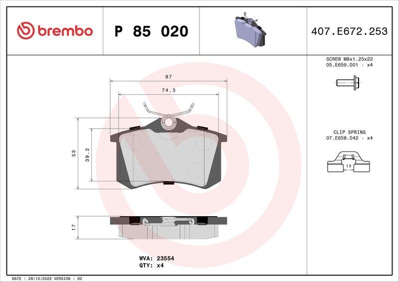 Rear Brake Discs Solid Coated Solid Coated + Pads Service Kit For Audi A3 BREMBO gallery