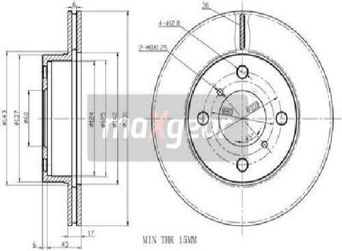 2x Original MAXGEAR Bremsscheibe 19-2327 für Suzuki