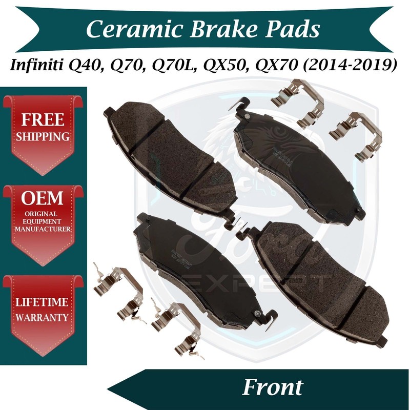 New OE Front Ceramic Brake Pads Kit For 2014-2019 Infiniti 9 Yr Warranty