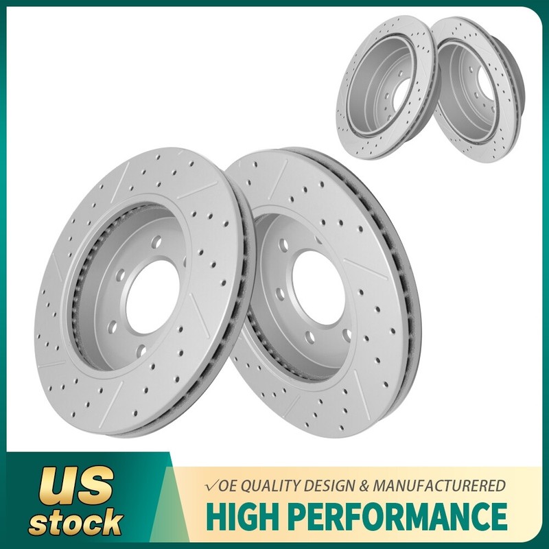 Front &Rear Drilled dISC Brake Rotors for Ford F-150 Mark LT 2004-2008 4WD 6 Lug
