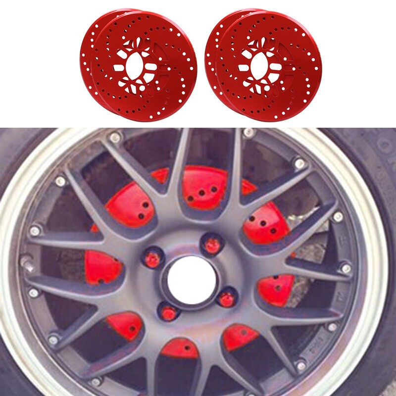 4x Practical Car Aluminum Wheel Brake Disc Cover Decorative Rotor Cross Drilled