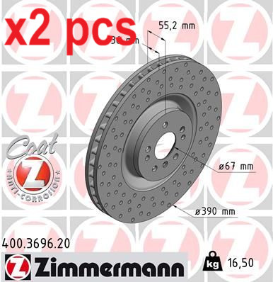 X2 PCS L&R SIDES FRONT BRAKE DISC 400.3696.20