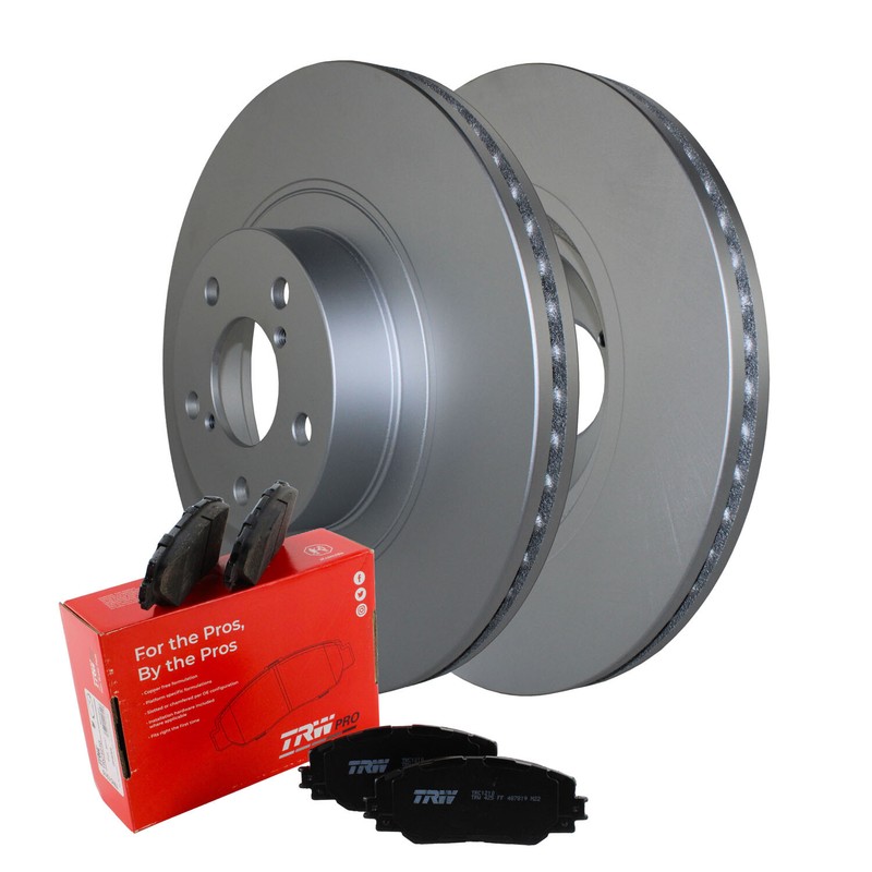 Front Brake Kit 293mm Rotors & TRW Pro Low-Met Pads For Forester Turbo Automatic