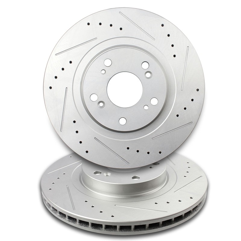 Front Brake Rotors Discs For Acura RSX Honda Civic CR-V Slotted Drilled 2 Pcs