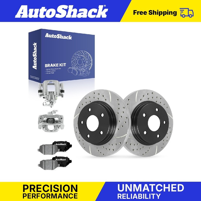 Rear Drilled Slotted Brake Rotors Pads Calipers for Dodge, Grand Caravan 12-16